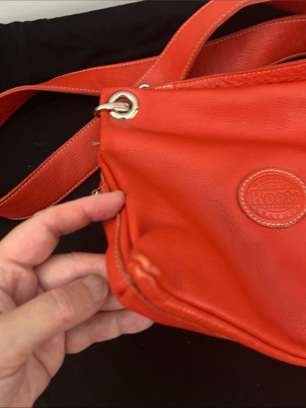 Roots Red Leather Crossbody Bag - Picture 6 of 12